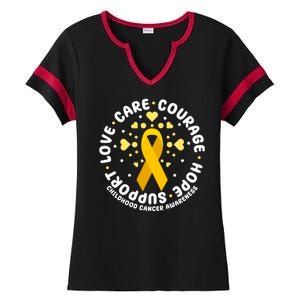 Childhood Cancer Awareness Support Family Ladies Halftime Notch Neck Tee