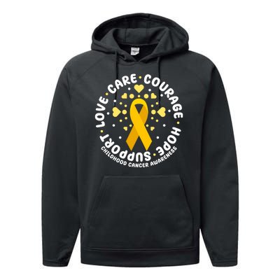 Childhood Cancer Awareness Support Family Performance Fleece Hoodie