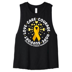 Childhood Cancer Awareness Support Family Women's Racerback Cropped Tank