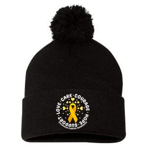 Childhood Cancer Awareness Support Family Pom Pom 12in Knit Beanie