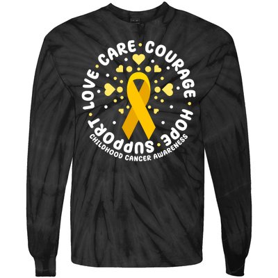 Childhood Cancer Awareness Support Family Tie-Dye Long Sleeve Shirt