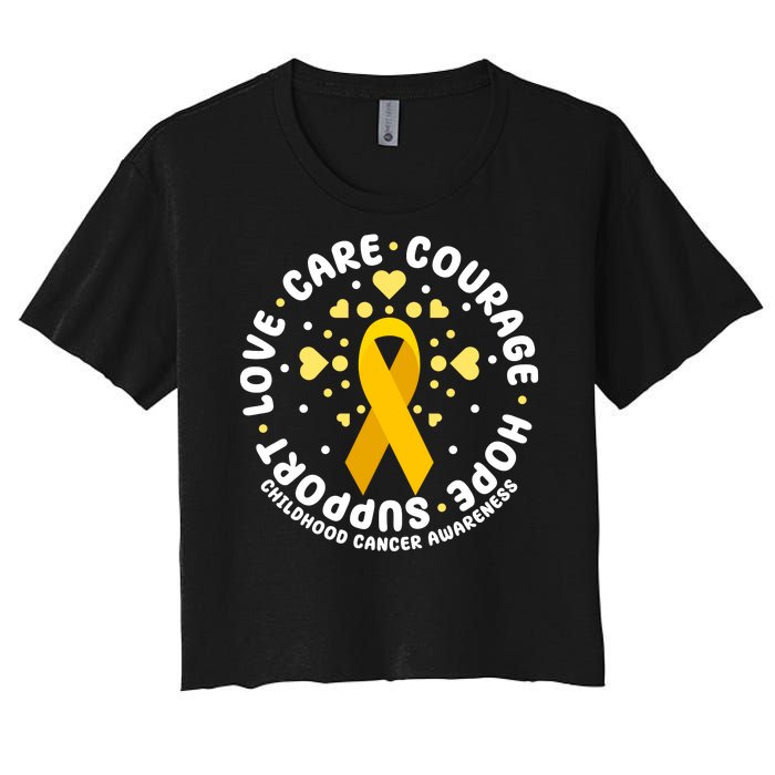 Childhood Cancer Awareness Support Family Women's Crop Top Tee