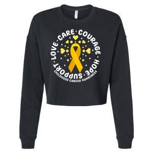 Childhood Cancer Awareness Support Family Cropped Pullover Crew