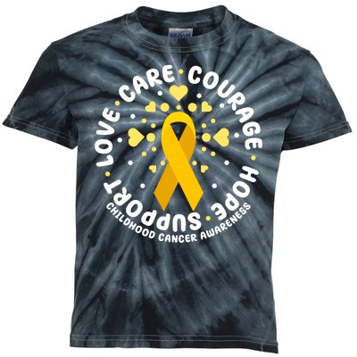 Childhood Cancer Awareness Support Family Kids Tie-Dye T-Shirt