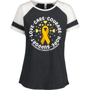 Childhood Cancer Awareness Support Family Enza Ladies Jersey Colorblock Tee