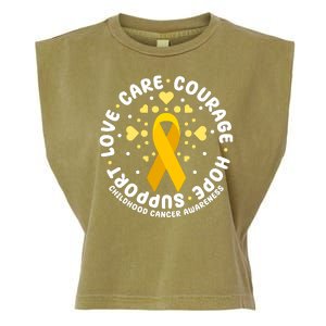 Childhood Cancer Awareness Support Family Garment-Dyed Women's Muscle Tee