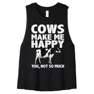 Cool Cow Art For Cow Farmer Dairy Cows Farm Animal Women's Racerback Cropped Tank