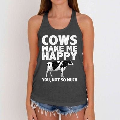 Cool Cow Art For Cow Farmer Dairy Cows Farm Animal Women's Knotted Racerback Tank