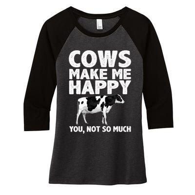 Cool Cow Art For Cow Farmer Dairy Cows Farm Animal Women's Tri-Blend 3/4-Sleeve Raglan Shirt