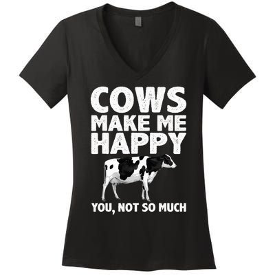 Cool Cow Art For Cow Farmer Dairy Cows Farm Animal Women's V-Neck T-Shirt