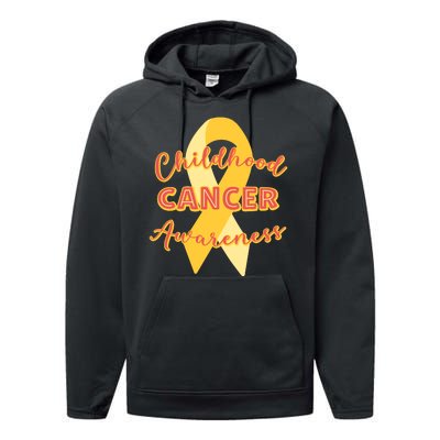 Childhood Cancer Awarebess Golden Gold Robbon Performance Fleece Hoodie