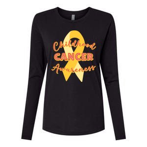 Childhood Cancer Awarebess Golden Gold Robbon Womens Cotton Relaxed Long Sleeve T-Shirt