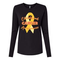 Childhood Cancer Awarebess Golden Gold Robbon Womens Cotton Relaxed Long Sleeve T-Shirt