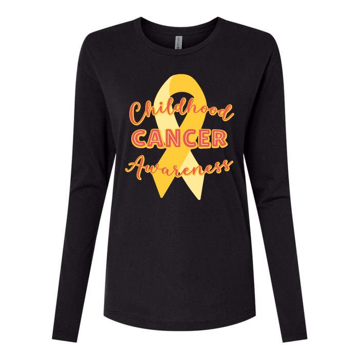 Childhood Cancer Awarebess Golden Gold Robbon Womens Cotton Relaxed Long Sleeve T-Shirt