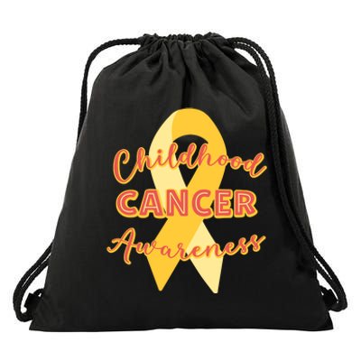 Childhood Cancer Awarebess Golden Gold Robbon Drawstring Bag