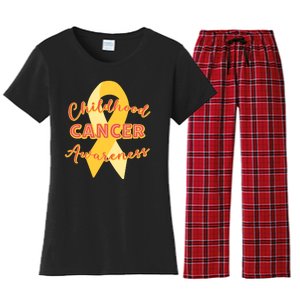 Childhood Cancer Awarebess Golden Gold Robbon Women's Flannel Pajama Set