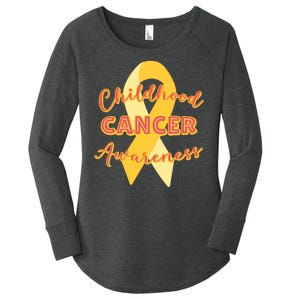 Childhood Cancer Awarebess Golden Gold Robbon Women's Perfect Tri Tunic Long Sleeve Shirt