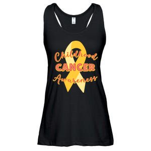 Childhood Cancer Awarebess Golden Gold Robbon Ladies Essential Flowy Tank