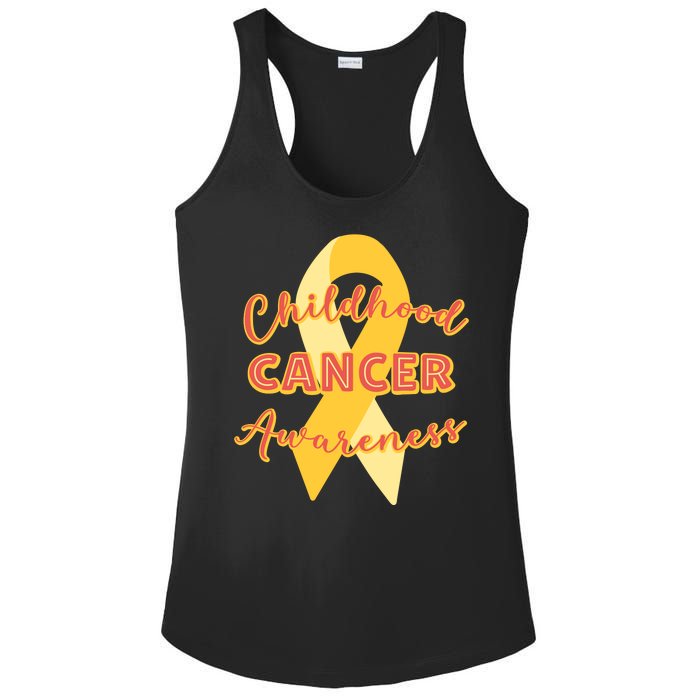 Childhood Cancer Awarebess Golden Gold Robbon Ladies PosiCharge Competitor Racerback Tank