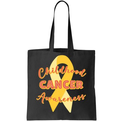 Childhood Cancer Awarebess Golden Gold Robbon Tote Bag