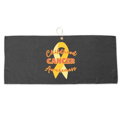 Childhood Cancer Awarebess Golden Gold Robbon Large Microfiber Waffle Golf Towel