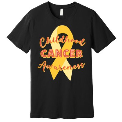 Childhood Cancer Awarebess Golden Gold Robbon Premium T-Shirt