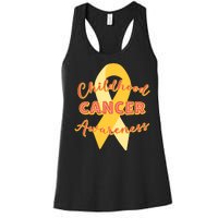 Childhood Cancer Awarebess Golden Gold Robbon Women's Racerback Tank