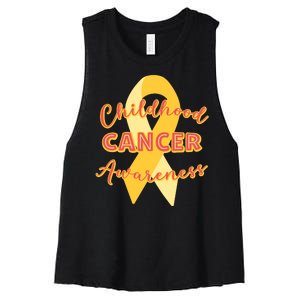 Childhood Cancer Awarebess Golden Gold Robbon Women's Racerback Cropped Tank