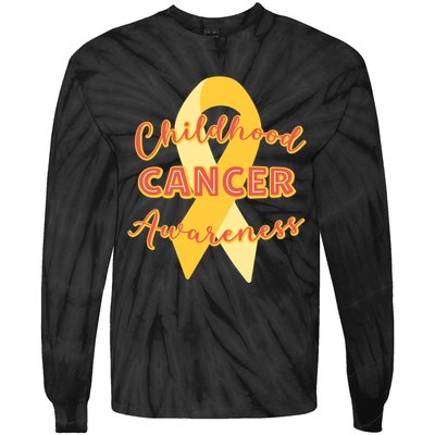 Childhood Cancer Awarebess Golden Gold Robbon Tie-Dye Long Sleeve Shirt