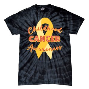 Childhood Cancer Awarebess Golden Gold Robbon Tie-Dye T-Shirt