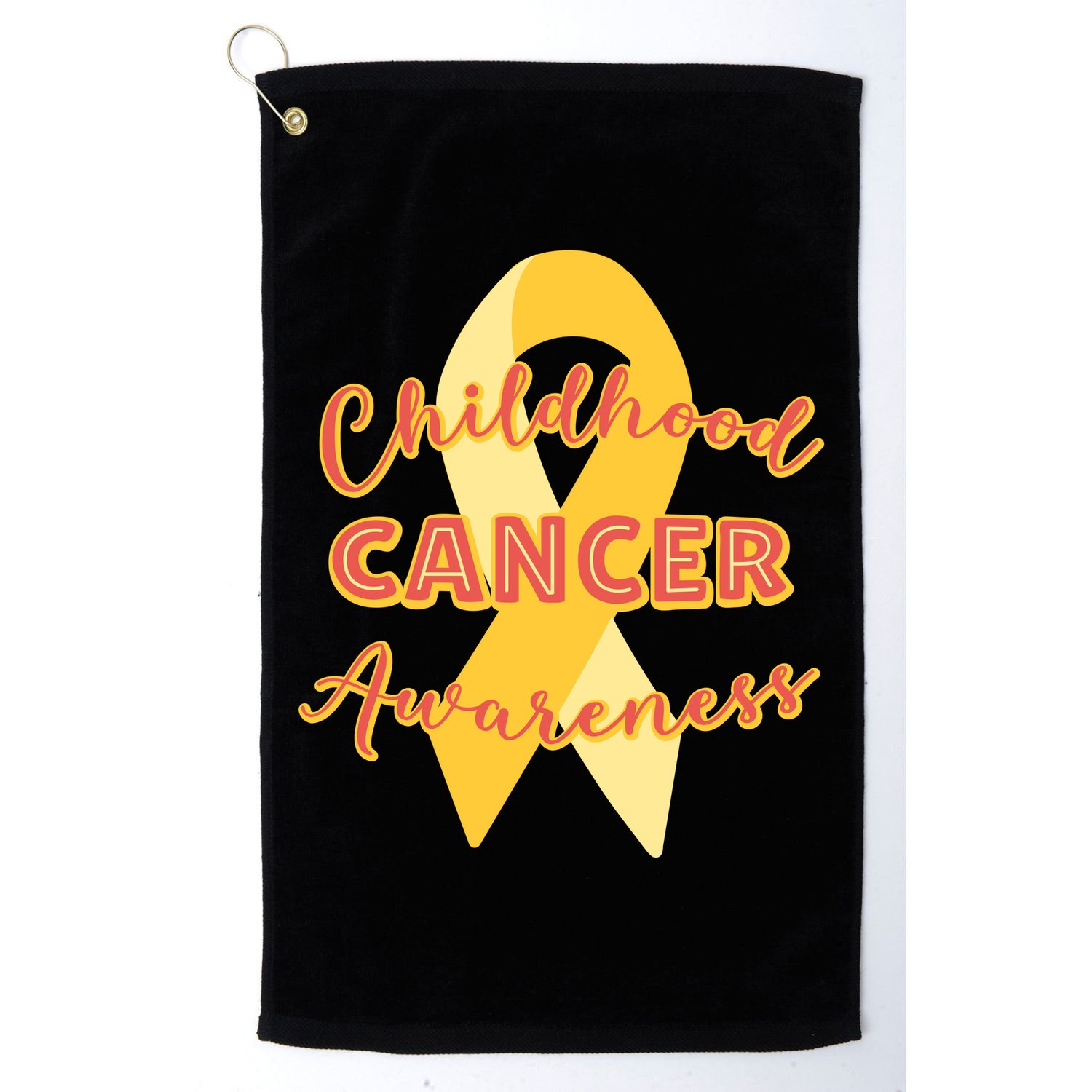 Childhood Cancer Awarebess Golden Gold Robbon Golf Towel
