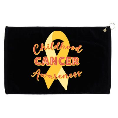 Childhood Cancer Awarebess Golden Gold Robbon Grommeted Golf Towel