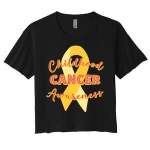 Childhood Cancer Awarebess Golden Gold Robbon Women's Crop Top Tee