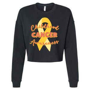 Childhood Cancer Awarebess Golden Gold Robbon Cropped Pullover Crew