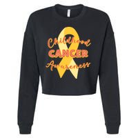 Childhood Cancer Awarebess Golden Gold Robbon Cropped Pullover Crew