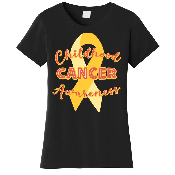 Childhood Cancer Awarebess Golden Gold Robbon Women's T-Shirt