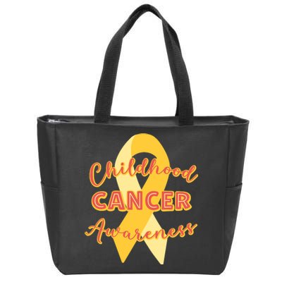 Childhood Cancer Awarebess Golden Gold Robbon Zip Tote Bag