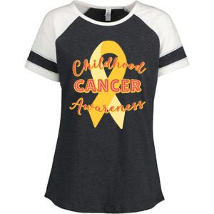 Childhood Cancer Awarebess Golden Gold Robbon Enza Ladies Jersey Colorblock Tee