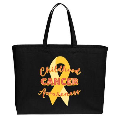 Childhood Cancer Awarebess Golden Gold Robbon Cotton Canvas Jumbo Tote