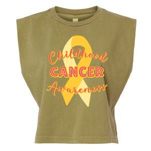 Childhood Cancer Awarebess Golden Gold Robbon Garment-Dyed Women's Muscle Tee