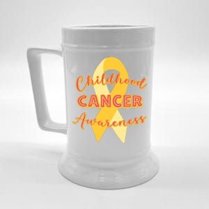 Childhood Cancer Awarebess Golden Gold Robbon Beer Stein