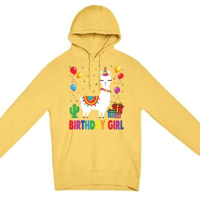 Cool Cute Alpaca Llama Cactus Birthday Girl Party Animal 3090 Premium Pullover Hoodie