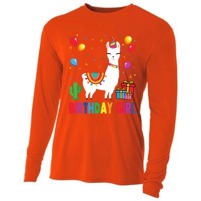 Cool Cute Alpaca Llama Cactus Birthday Girl Party Animal 3090 Cooling Performance Long Sleeve Crew