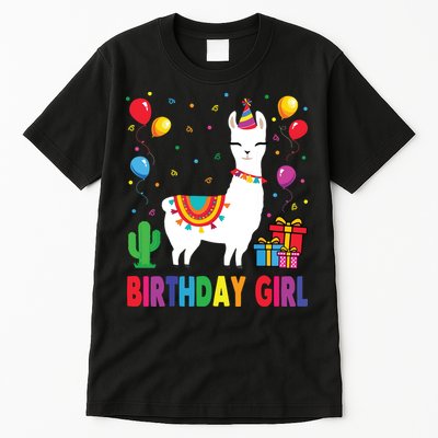 Cool Cute Alpaca Llama Cactus Birthday Girl Party Animal 3090 Tall T-Shirt