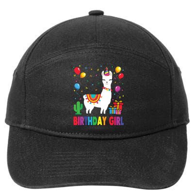 Cool Cute Alpaca Llama Cactus Birthday Girl Party Animal 3090 7-Panel Snapback Hat