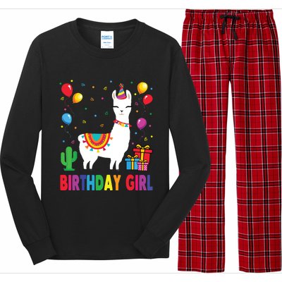 Cool Cute Alpaca Llama Cactus Birthday Girl Party Animal 3090 Long Sleeve Pajama Set