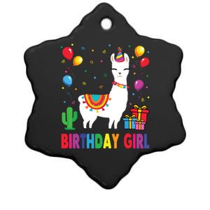 Cool Cute Alpaca Llama Cactus Birthday Girl Party Animal 3090 Ceramic Star Ornament