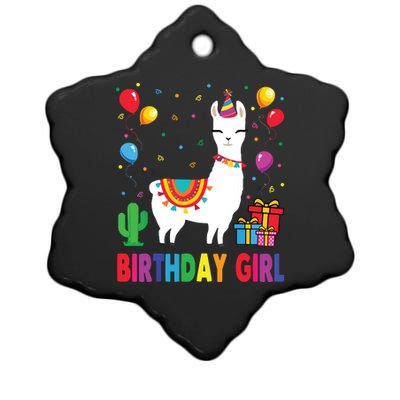 Cool Cute Alpaca Llama Cactus Birthday Girl Party Animal 3090 Ceramic Star Ornament