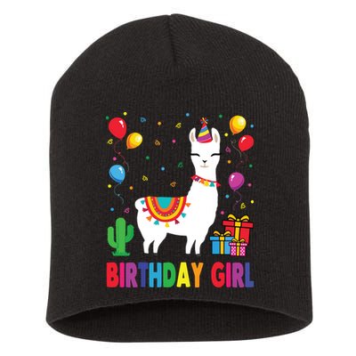 Cool Cute Alpaca Llama Cactus Birthday Girl Party Animal 3090 Short Acrylic Beanie