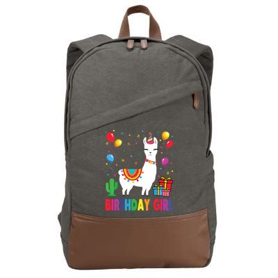 Cool Cute Alpaca Llama Cactus Birthday Girl Party Animal 3090 Cotton Canvas Backpack